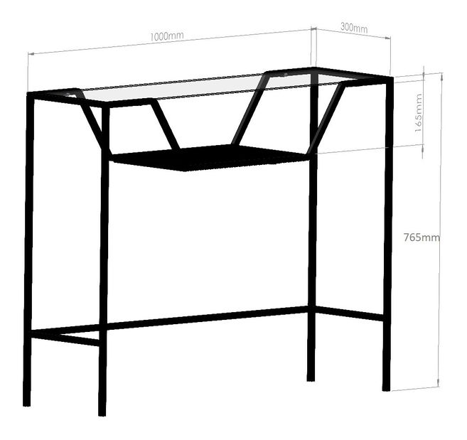 Konzolový stolek Ladone (černá + sklo)