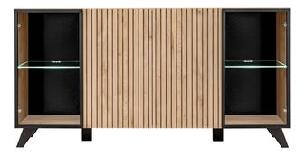 Vitrína Lyran (hikora jackson + černá) (s LED osvětlením)