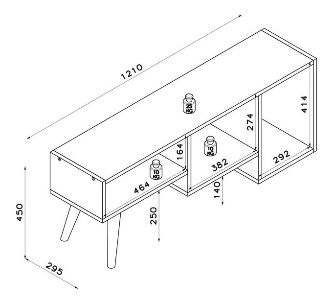 TV stolek/skříňka Timami (bílá + dub)