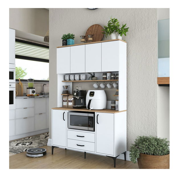 Policová skříň Jenaretta 168 (bílá + ořech)