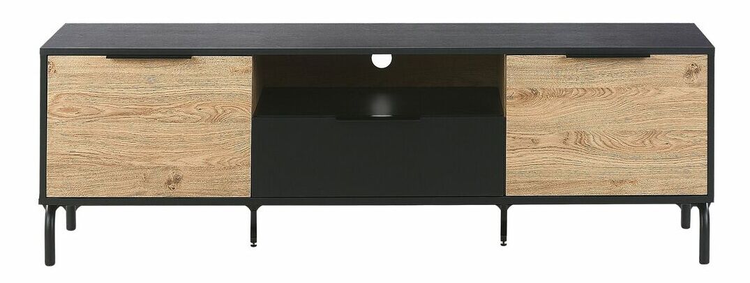 TV stolek/skříňka ALERK (černá + světlé dřevo)