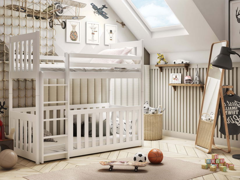 Dětská postel 80 cm Cristine (s roštem a úl. prostorem) (bílá)