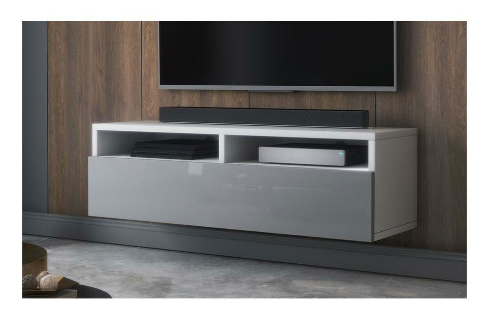 TV skříňka/stolek Redcan 100 (s osvětlením) (bílá + šedá)