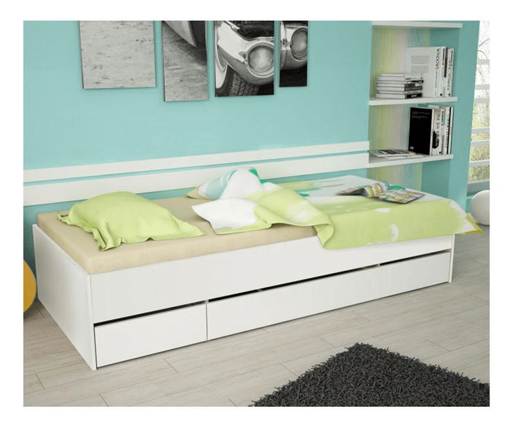 Jednolůžková postel 90 cm Matari (bílá + bílá)