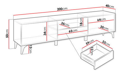 TV skříňka/stolek Opuncie 2D1S (béžový lesk + zlatá)