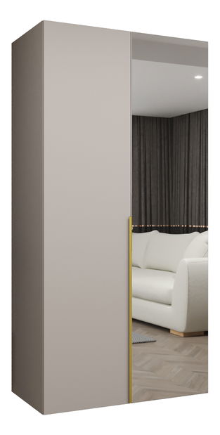 Šatní skříň 100 cm Alice 2 (kašmír + zlatá)