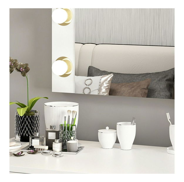 Kosmetické zrcadlo Kanabo (bílá) (s LED osvětlením)