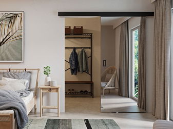 Posuvné dveře Mrent 7 (černá + zrcadlo)