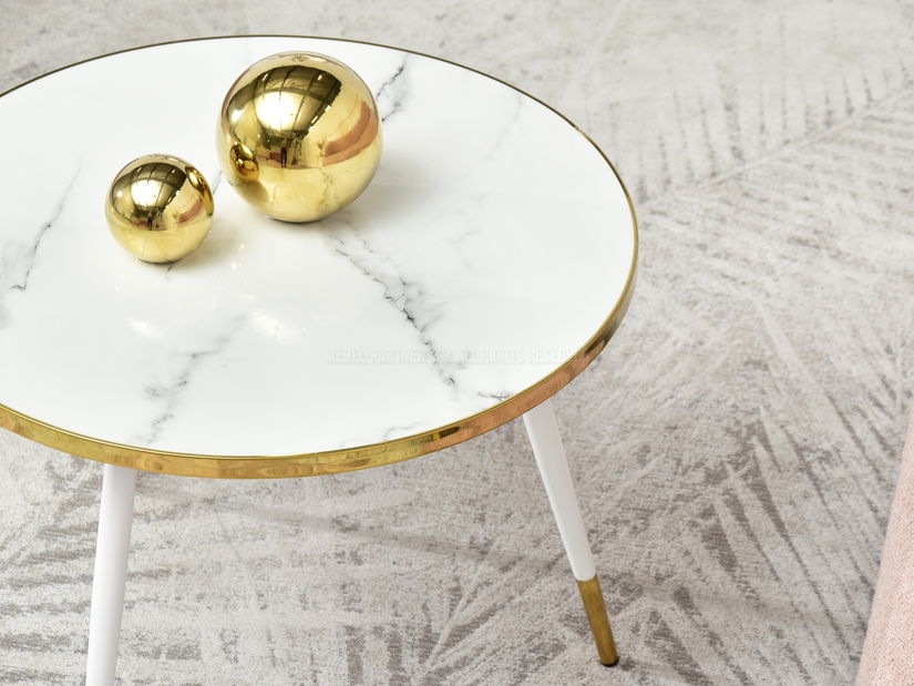 Konferenční stolek Zoya Xl (bílý mramor + zlatá)
