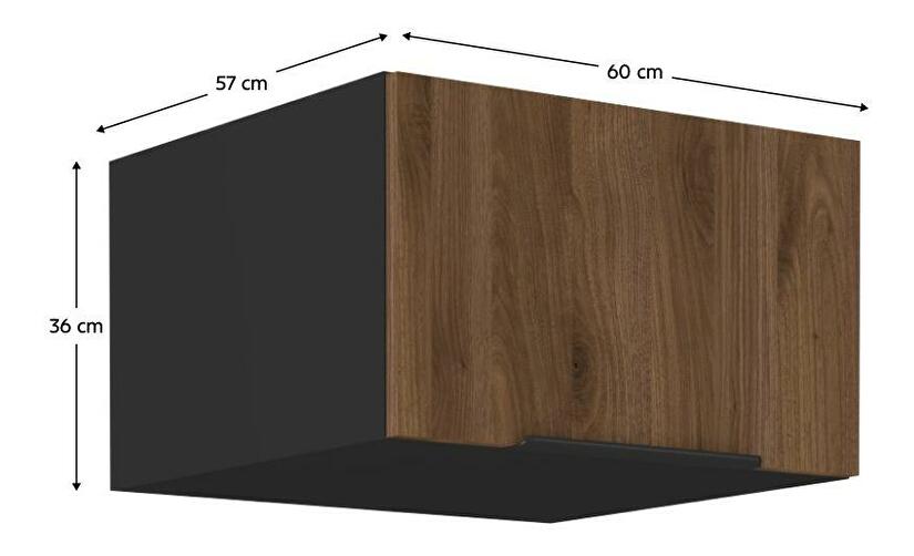 Horní kuchyňská skříňka Monzesa 60 NAGU 36 1F (ořech okapi + černá)