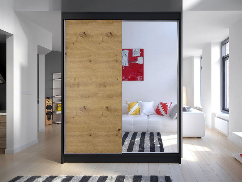 Šatníková skříň Chantal (černá + artisan)