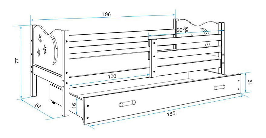 Rozkládací postel 80 cm