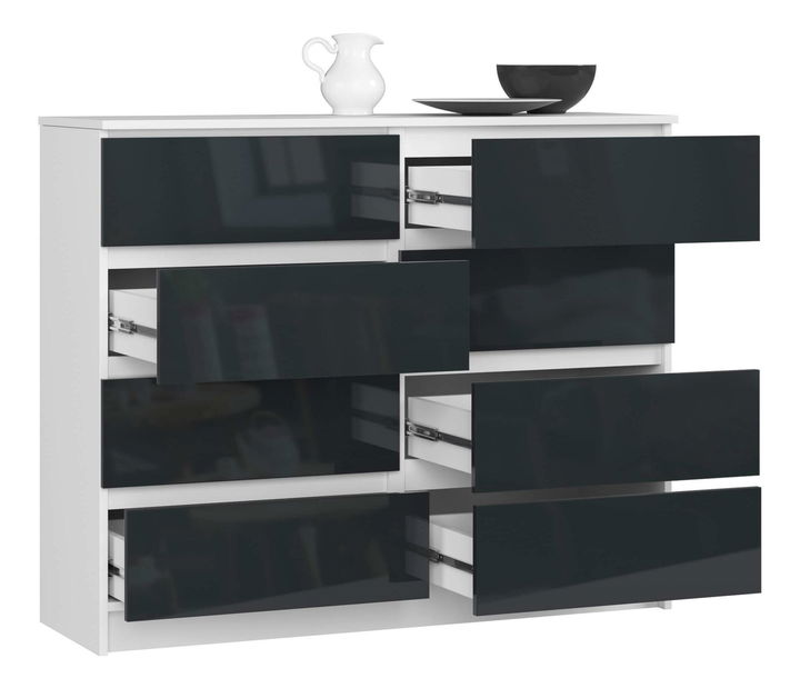 Komoda Kapil II (bílá + lesk grafit)