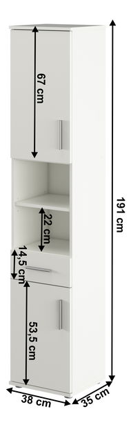 Vysoká koupelnová skříňka Leah 05 (bílá matná)