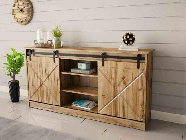 Komoda Golda (přírodní dřevo + černá)