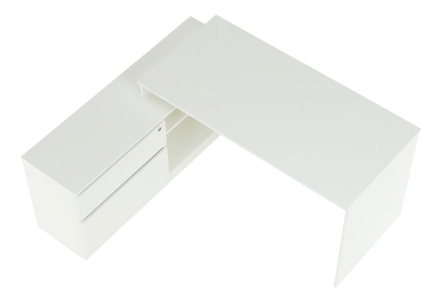 Rohový PC stolek Bill (bílá + beton)