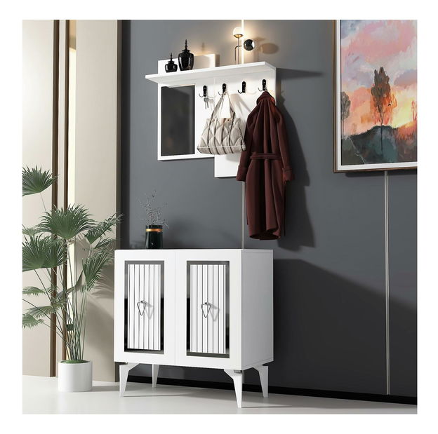 Předsíňová sestava Tideno (bílá + stříbrná)