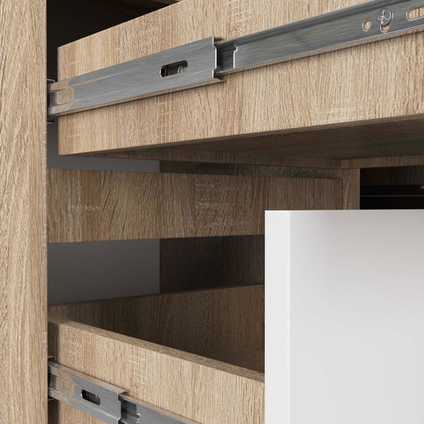 Rohový PC stolek Bevin (dub sonoma + bílá) (L)