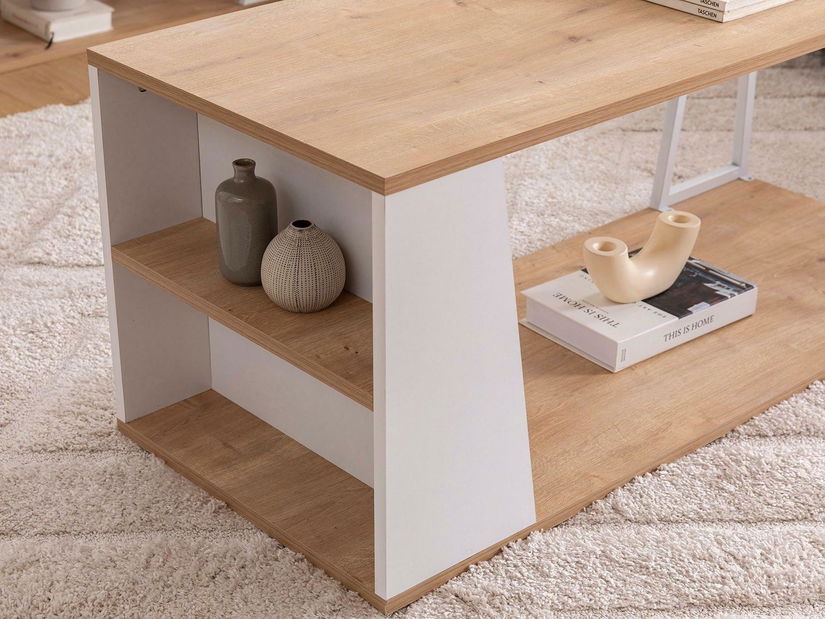 Konferenční stolek Nidupe 2 (dub safírový + bílá)