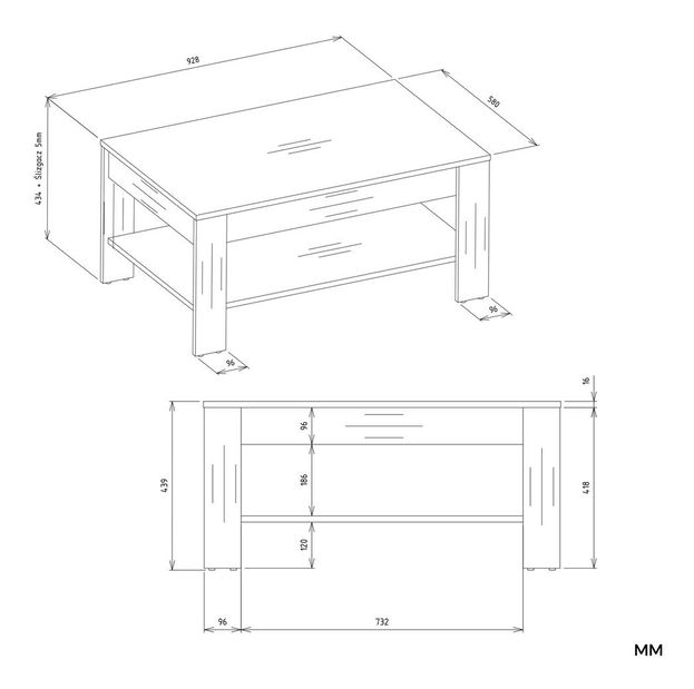 Konferenční stolek Oxido 1 (dub artisan + černá)