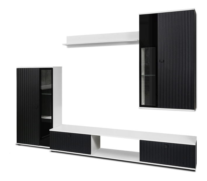 Obývací stěna Saul (černá + bílá) (bez osvětlení)
