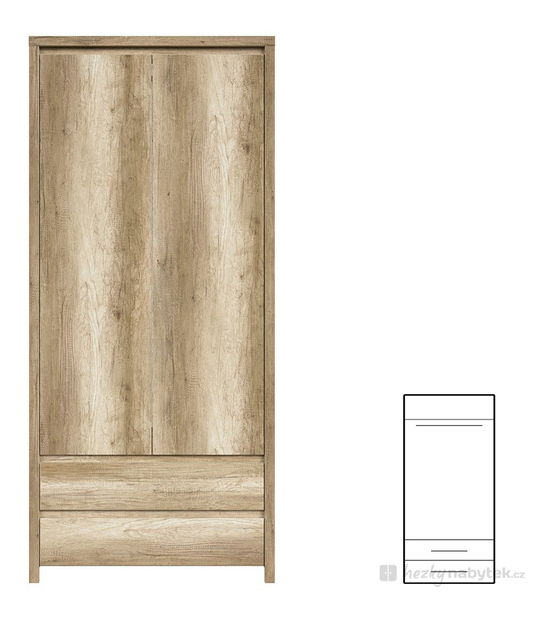 Šatní skříň BRW Kaspian SZF2D2S (dub monument)