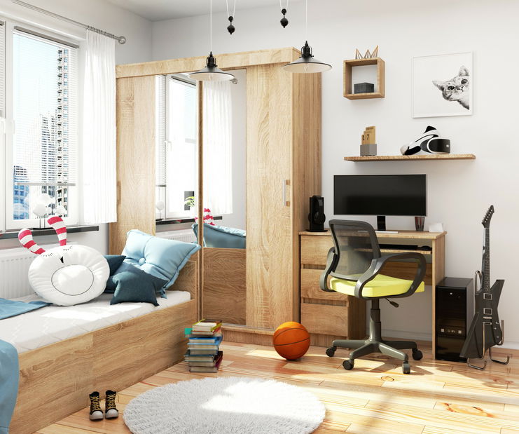 Šatní skříň Clotilde (dub sonoma) (se zrcadlem)