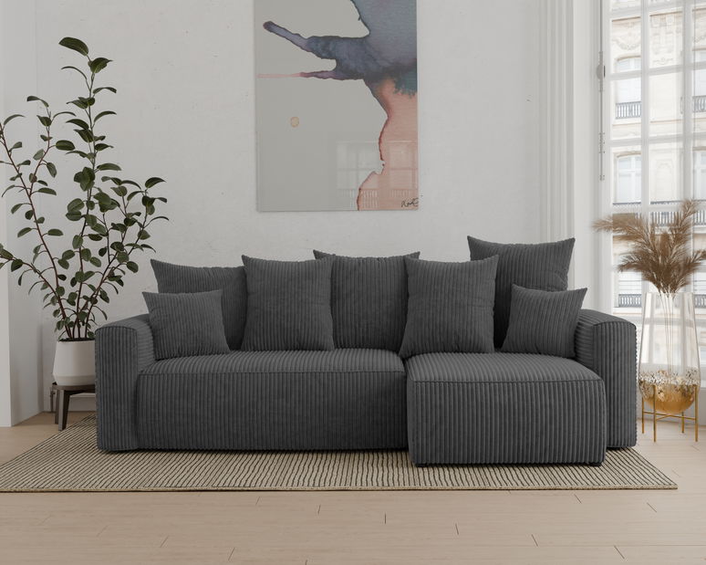 Rohová sedačka Denia (P) (tmavě šedá)