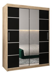 Šatní skříň 180 cm Verika 4 180 (dub sonoma + černá)