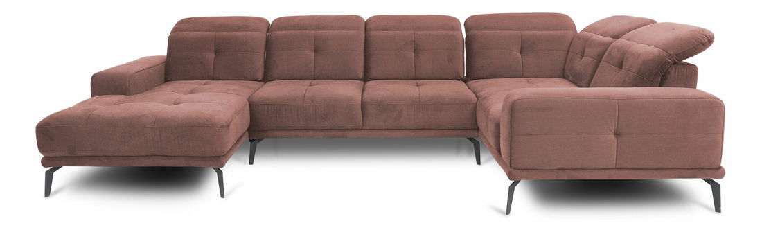 Rohová sedačka ve tvaru U Nicolette (světle růžová) (P)