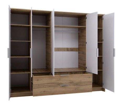 Šatní skříň Sorento 255 (dub wotan + bílá)