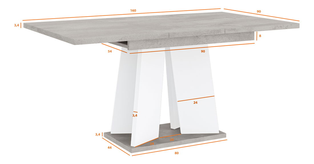 Jídelní stůl Mulnu (světle šedá + bílá) (pro 4 až 6 osob)