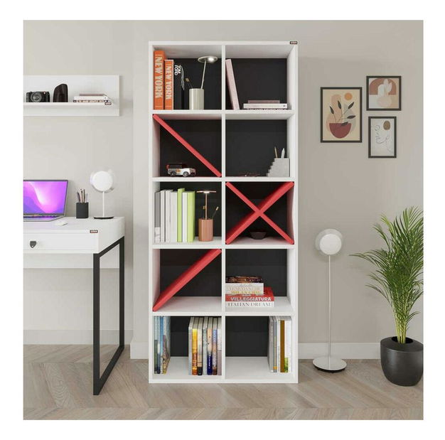 Regál Kaida 6 (bílá + červená)