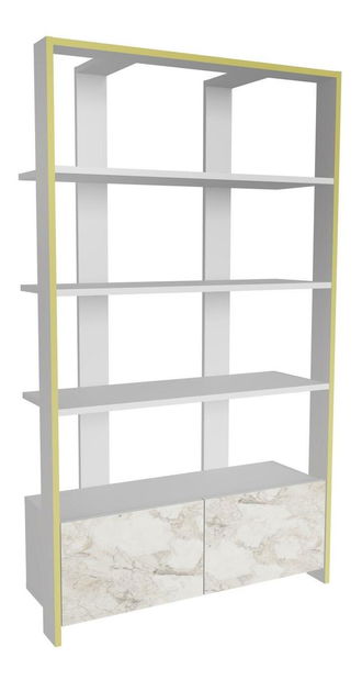 Regál Eleanoretta (mramor bílý + bílá + zlatá)