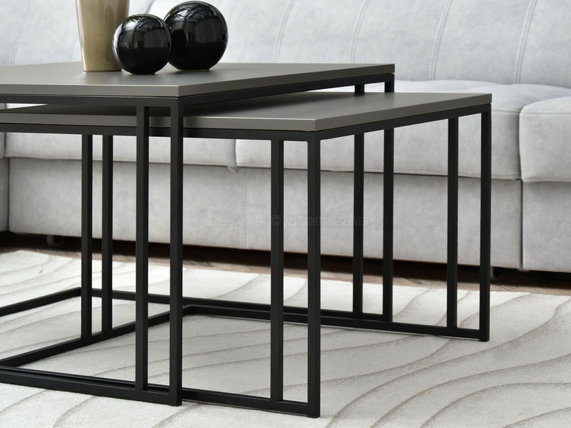 Set 2 konferenčních stolků Destapamos (grafitová + černá)