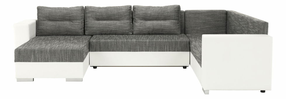 Rohová sedací souprava ve tvaru U Stalira (bílá + šedohnědá)