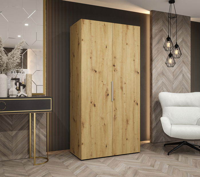 Šatní skříň 100 cm Mirabella 1 (dub artisan + kašmír)