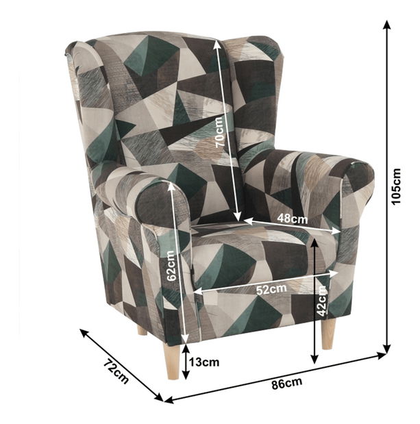 Křeslo ušák Charlie (Holm hnědozelená vzor)