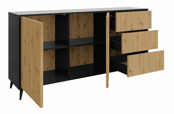 Komoda Oksewo 2D3SZ (dub artisan + černá)