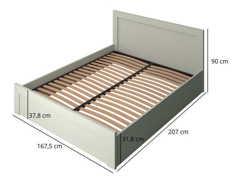 Manželská postel 160 cm Kodro (kašmír + dub evoke) (s roštem) (s úl. prostorem)