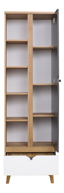 Policová skříň Mimone R1D1SZ (dub zlatý + bílá matná + grafit)