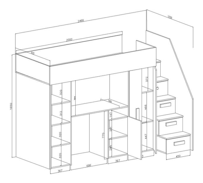 Dětská kombinovaná postel 90 cm Puro 14 (matná bílá + bílý lesk + tyrkysové úchytky)