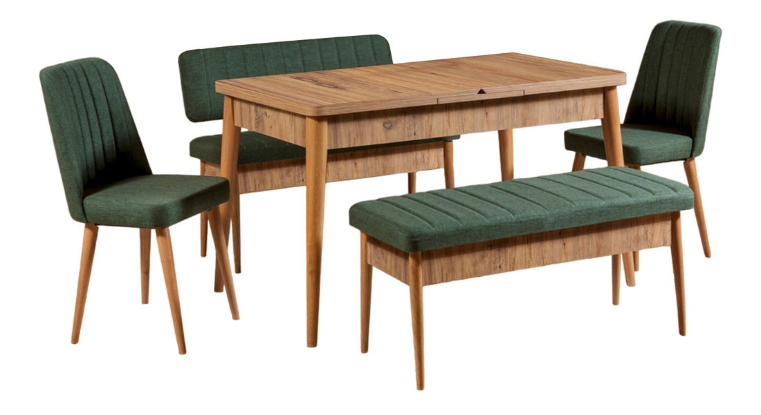 Jídelní set Vlasta 2 (borovice antlantic + zelená) (pro 6 osob)
