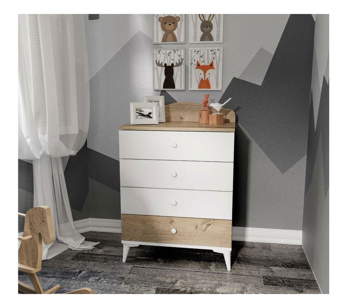 Jednolůžková postel 90 cm Sabese 3 (dub + bílá) (s roštem)