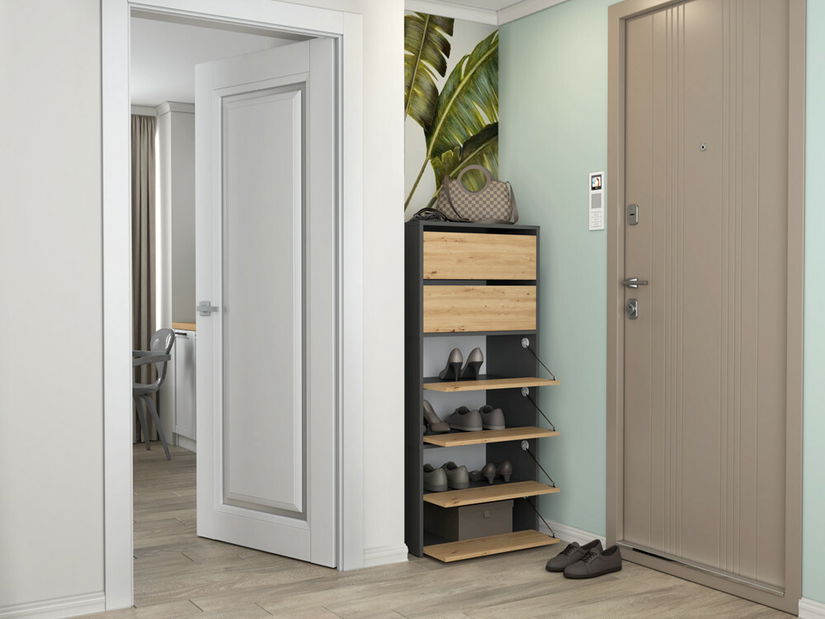 Botník (skříňka na boty) Metido 1 (antracit + dub artisan)