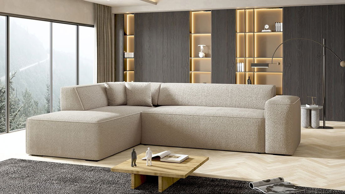 Rohová sedací souprava Zara (světlobéžová)