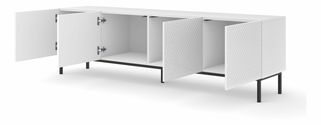 TV skříňka/stolek C 4D 200 Rowanna (bílá lesklá + černá)