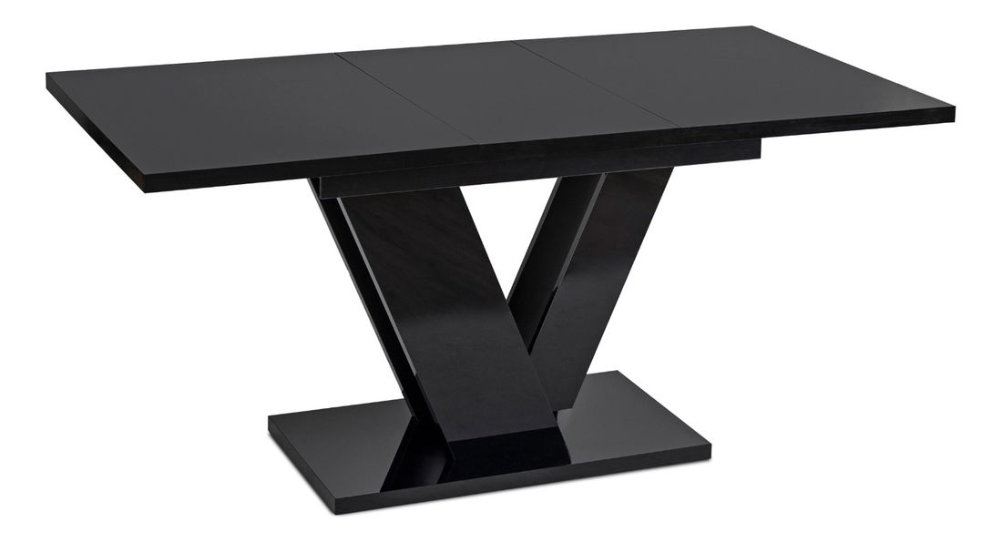 Rozkládací jídelní stůl Comentado (lesk černý) (pro 4-6 osob)