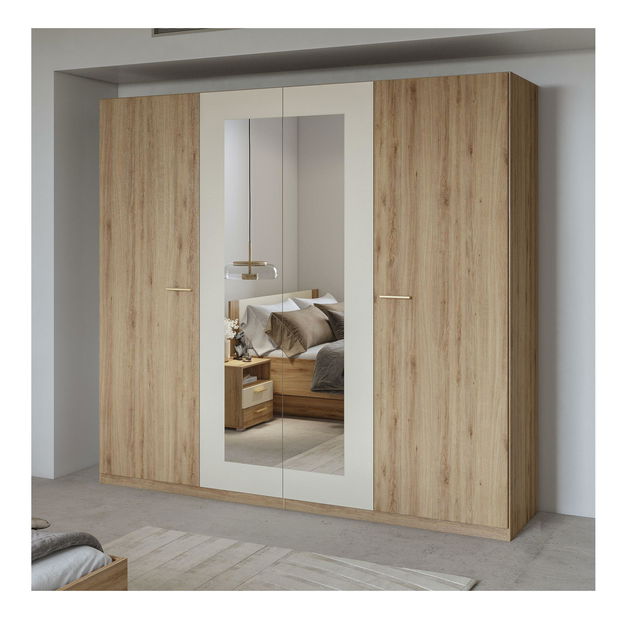 Šatní skříň Verdeene L (divoký dub + béžová)