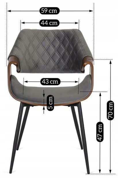 Jídelní židle Despejadas (šedá + ořech)